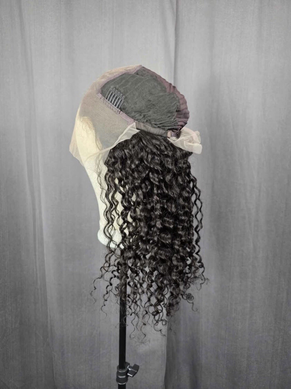 24 inch 13×6 lace front Deep curl preplucked hairline Natural black Human Hair