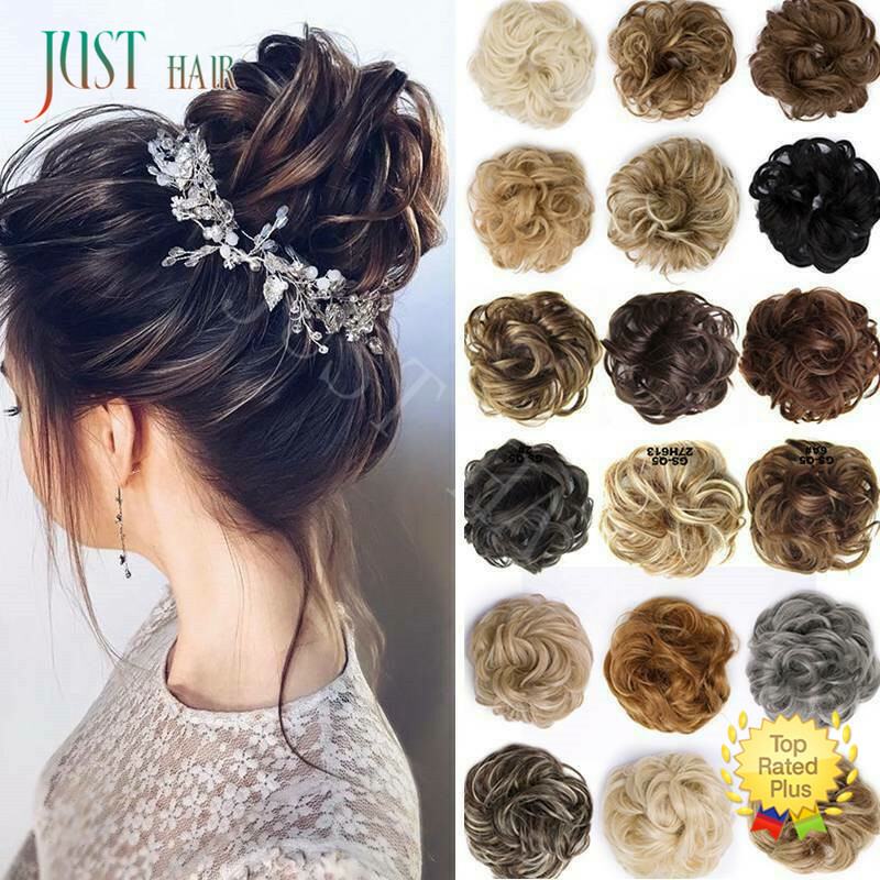 Real Natural Curly Messy Bun Hair Piece Scrunchie Hair Extension as Human Blonde