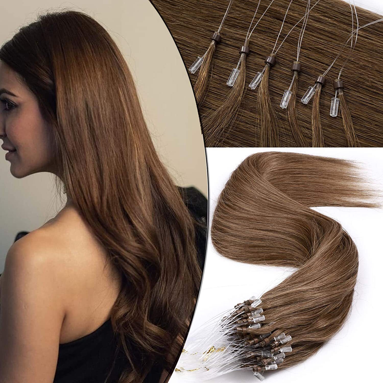 Micro Loop Hair Extensions Invisible Micro Bead Real Human Hair Highlight Blonde