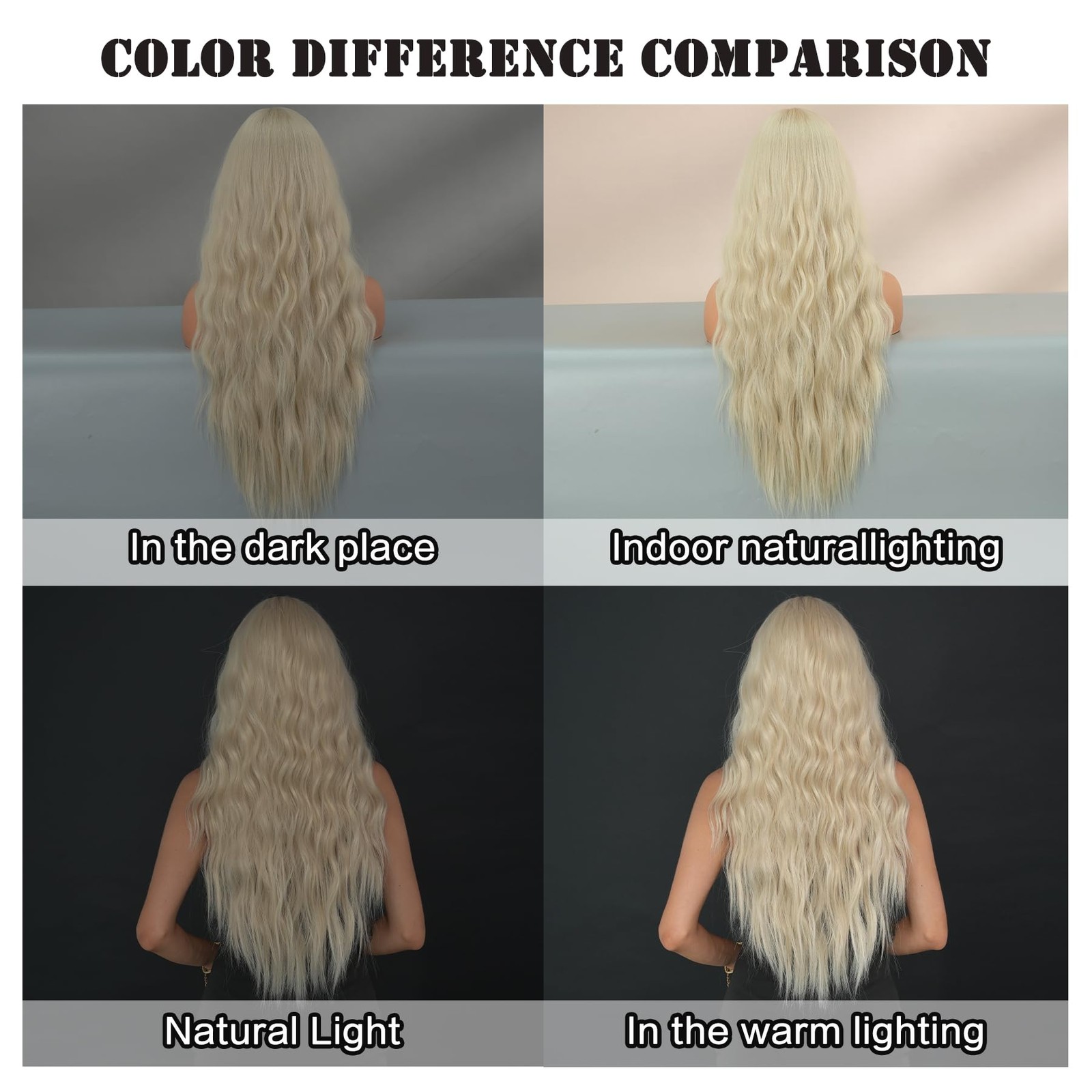 Long Wavy Ash Blonde Wig with Curtain Bangs Heat Resistant Fiber Layered Synt…