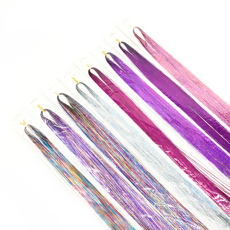 Sparkle Hair Tinsel Holographic Glitter Extensions Highlights False Hairstyling