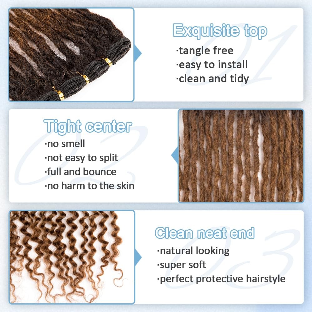 Originea 0.6Cm 6-18 Inch 100 Human Hair Dreadlock Extensions Curly Ends Loc
