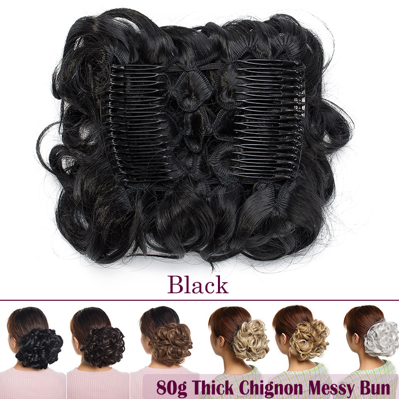 Curly Messy Rose Bun Real as human Hair Piece Scrunchie Updo Wrap Hair Extension