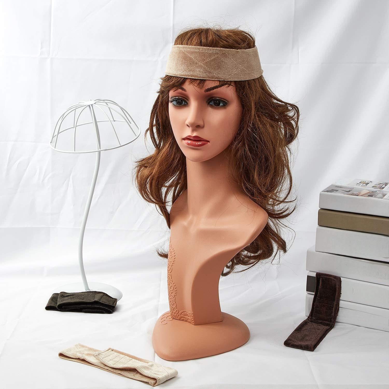 WILLBOND 10 Pieces Velvet Wigs Headband Flexible Velvet Wig Grip Band Adjustable