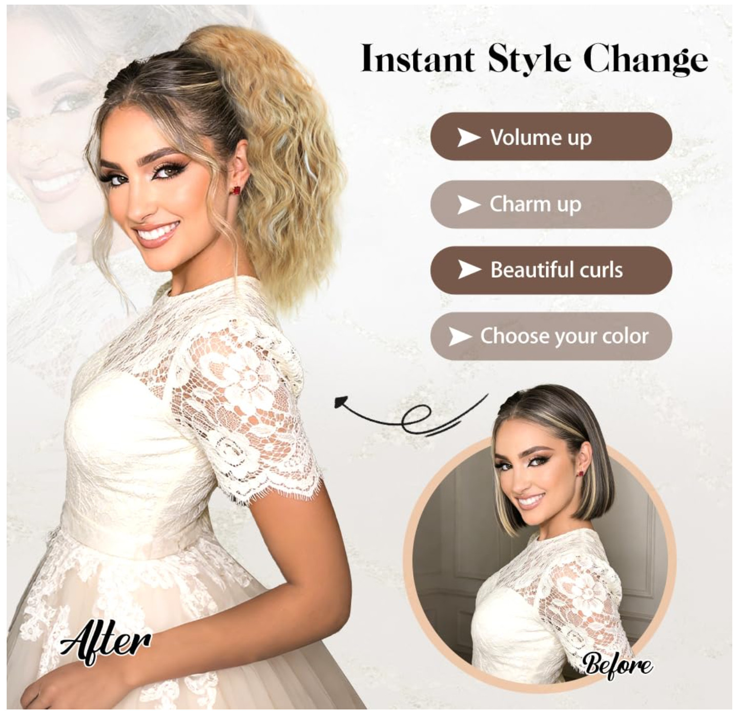 Claw Clip Ponytail Extension for Women Chocolate Brown with Blonde