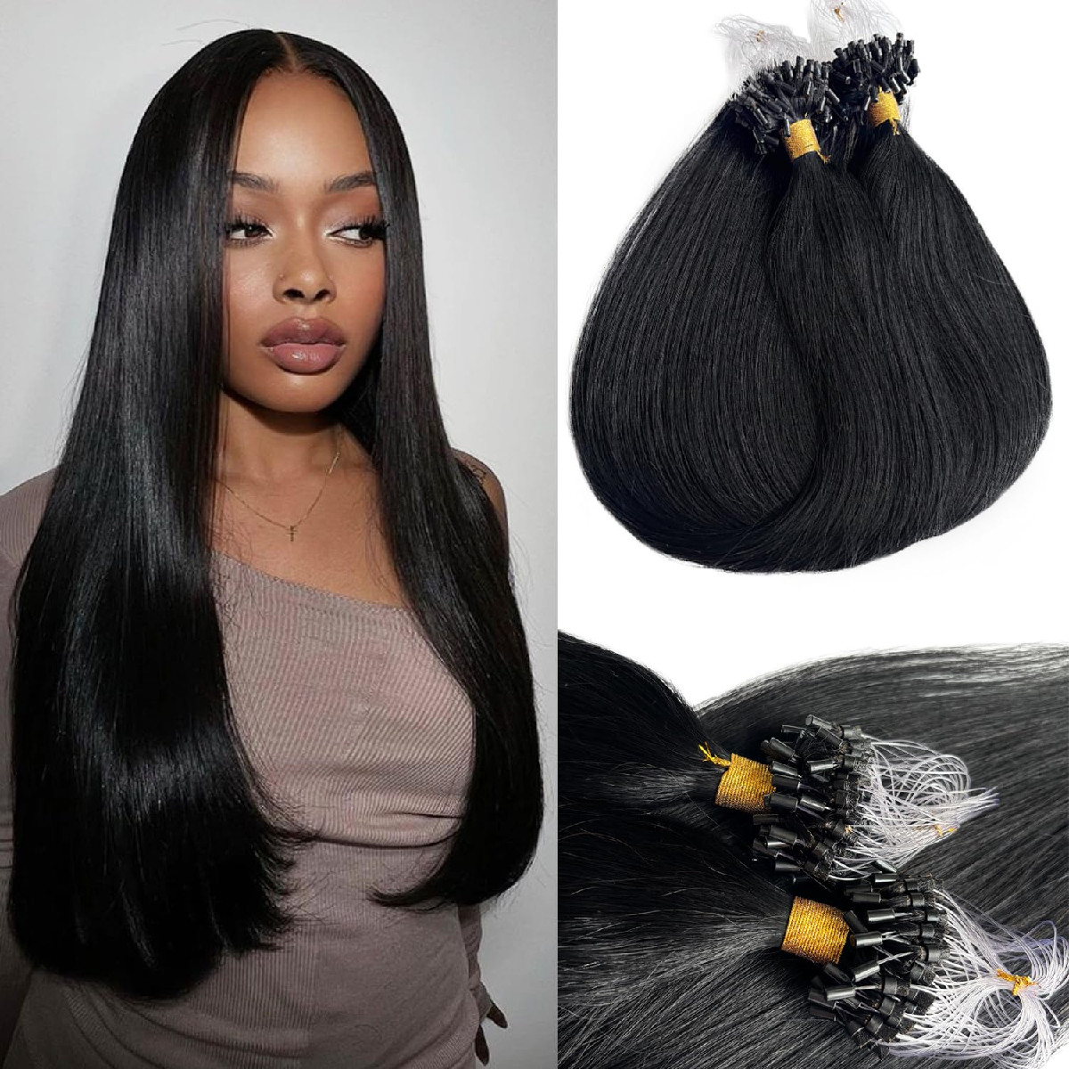 Licoville Micro Link Hair Extensions Black Micro Loop Hair Extensions Real