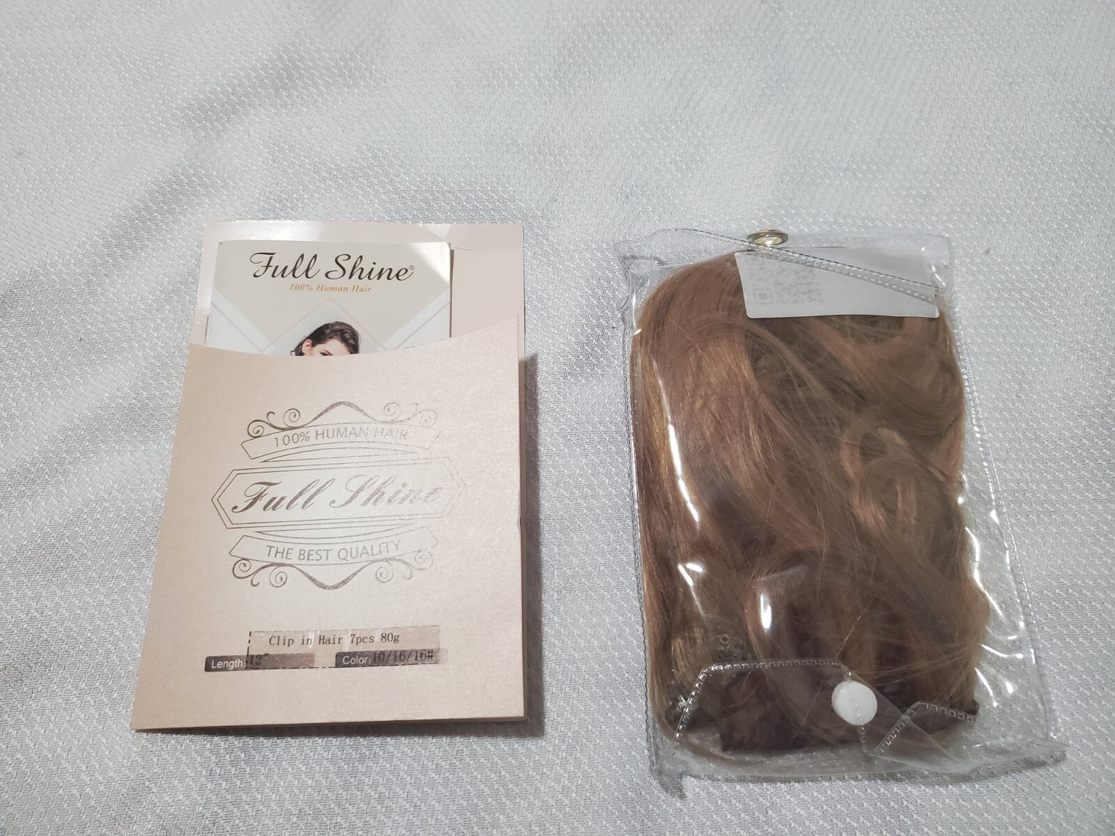Full Shine Remy Clip in Hair Extensions Human Hair 12 Inches 10 Brown/16 HL