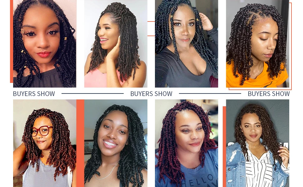 Short Curly Spring Pre twisted Ombre Synthetic Crochet Braids Hair Extensions