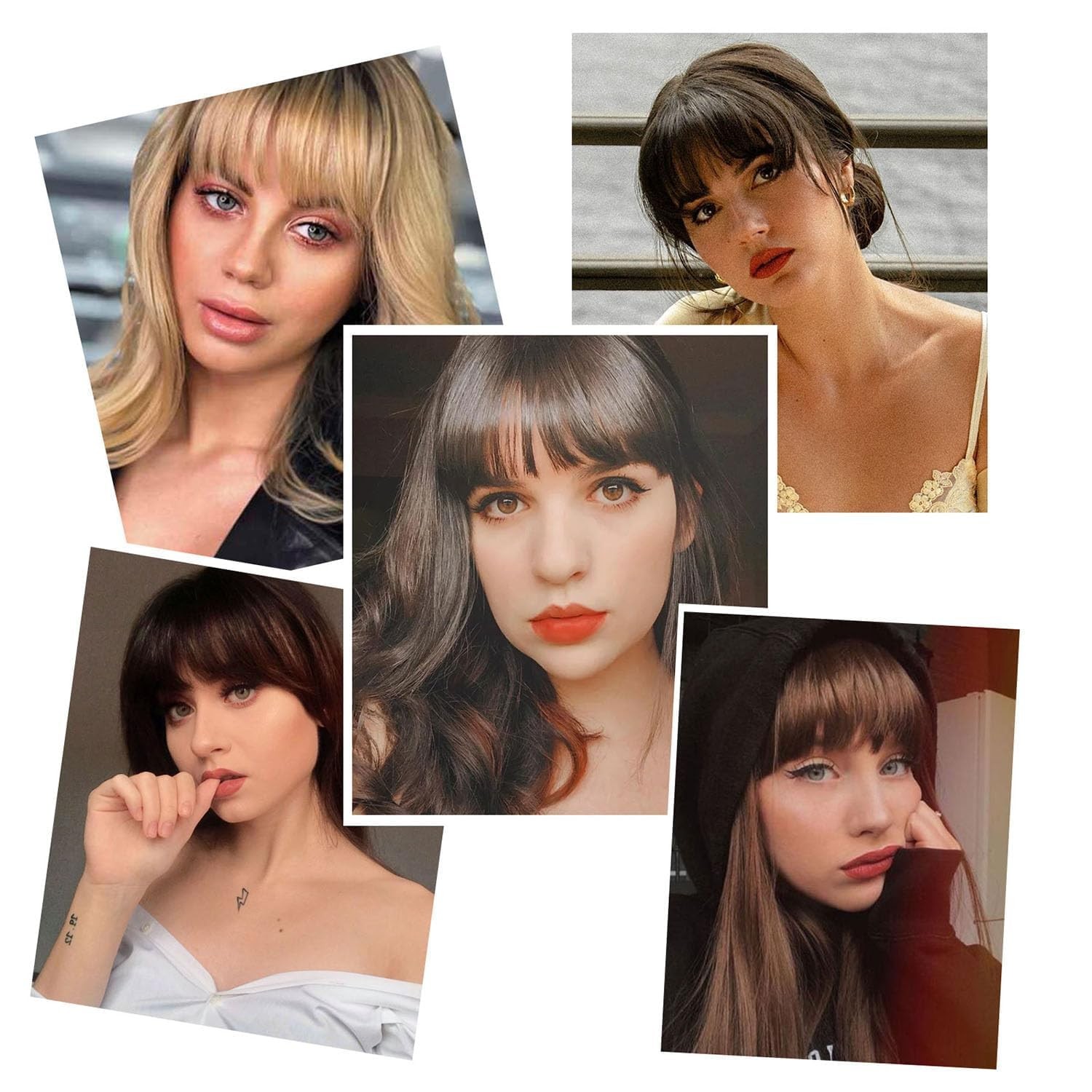 BOGSEA Clip-in Bangs 100% Human Hair with Temples for Women Dark Brown
