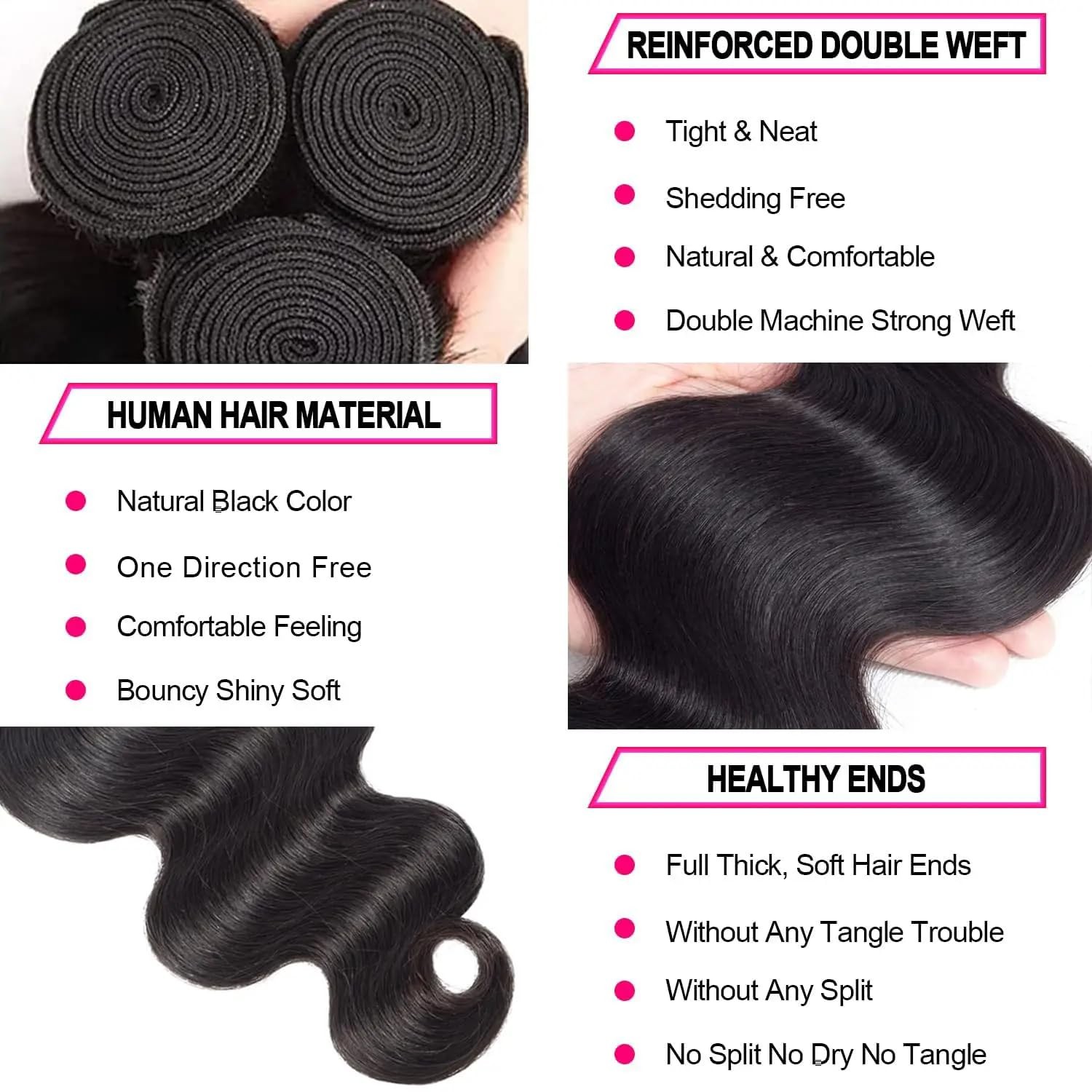 Younghann 24 26 28 Inch Body Wave Bundles Natural Black Color Brazilian