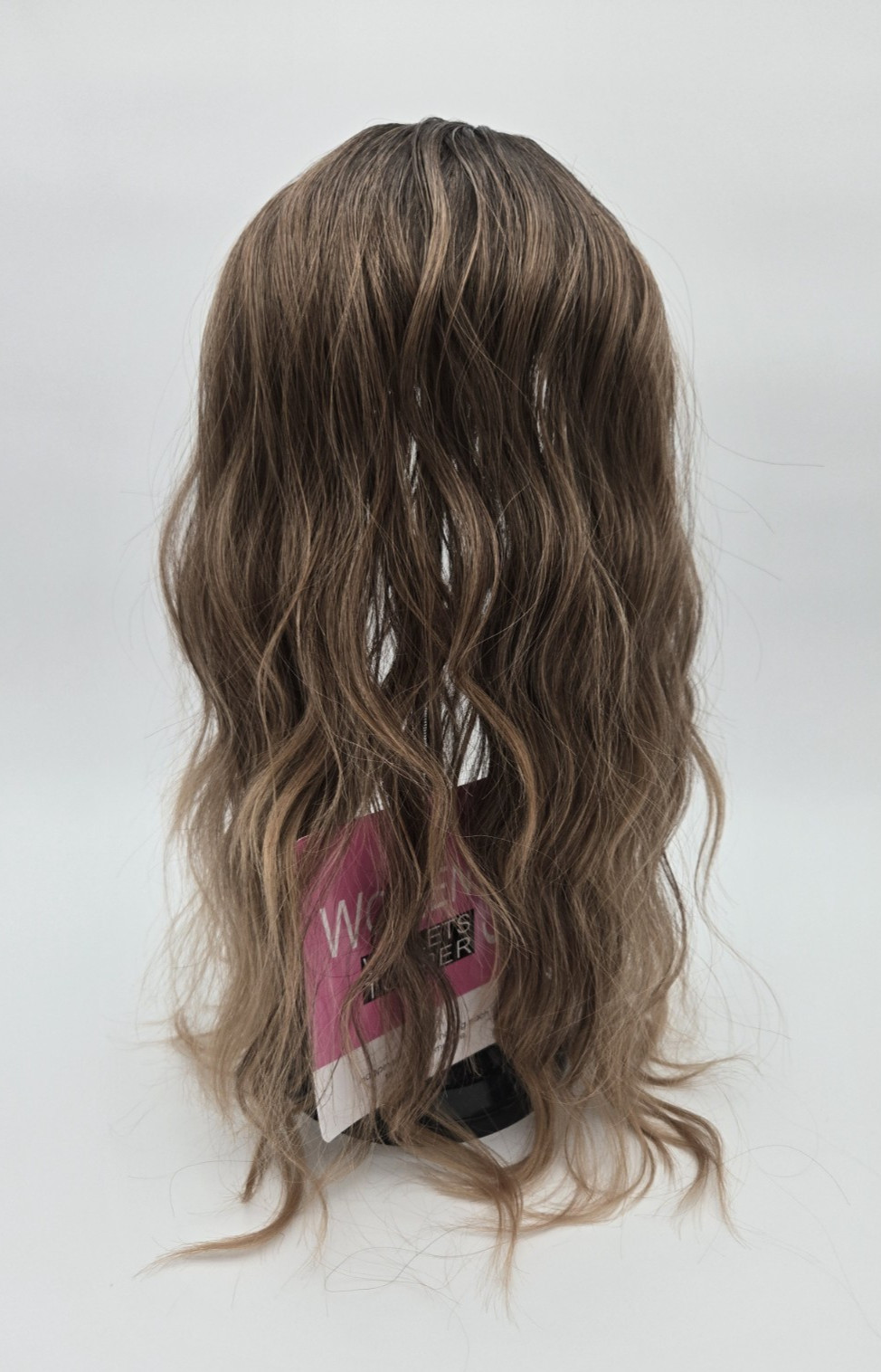 Ombre Brown Dark Roots w/ Bangs Long Wavy 20in Women Premium Hair Topper