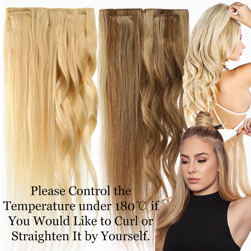 CLEARANCE Clip In 100% Remy 9A Remi Human Hair Extensions 8PCS Full Head 16-24″