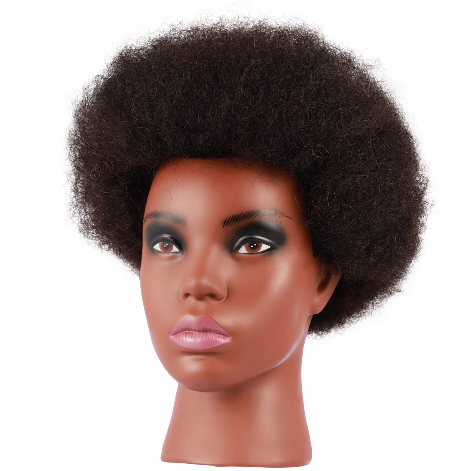 African American Mannequin Head with 100% Human Hair Kinky Curly Hair Hairdre…
