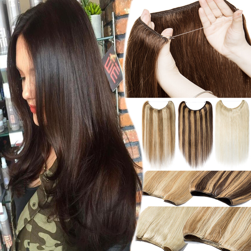 Thick One Piece Wire In 100% Remy Human Hair Extensions Hidden Headband G423