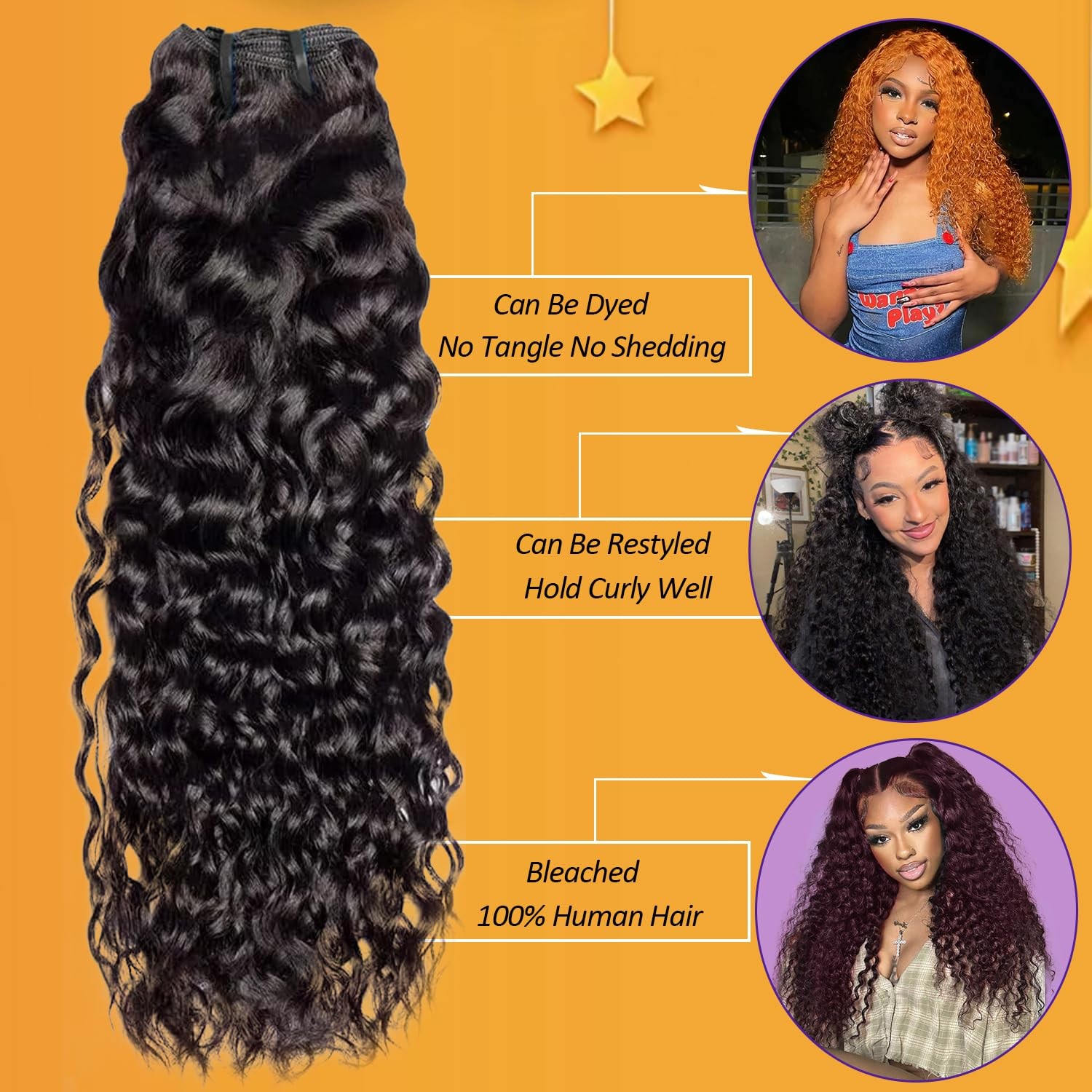 12A Water Wave Human Hair Bundles 16 18 20 Inch Wet And Wavy Bundles Human Hair
