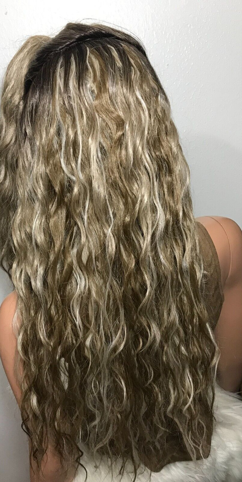 Pre-Owned Fashion Brown And Blonde Long Wavy Up-Do Pony-Tail Lace Front Wig