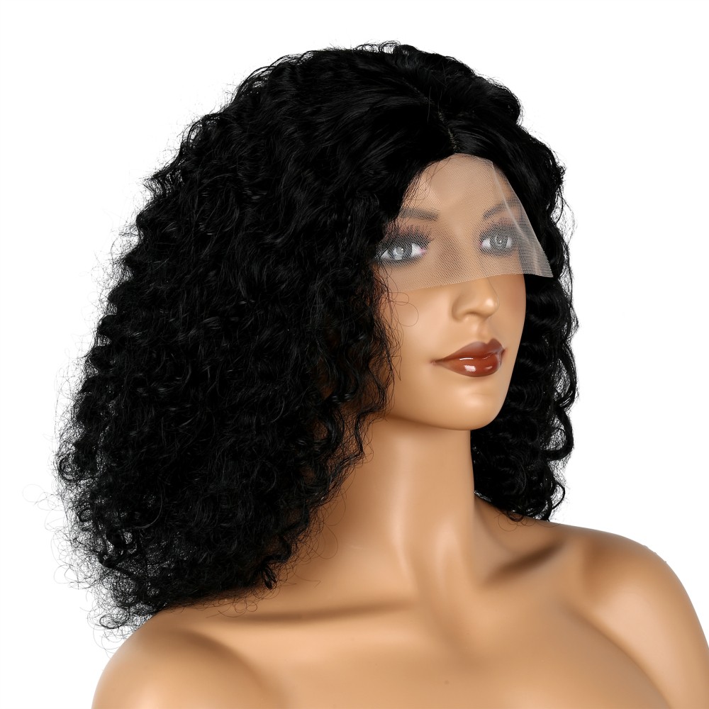 Women Curly Black Afro Curly Wave Lace Front Wigs Synthetic Hair Wig