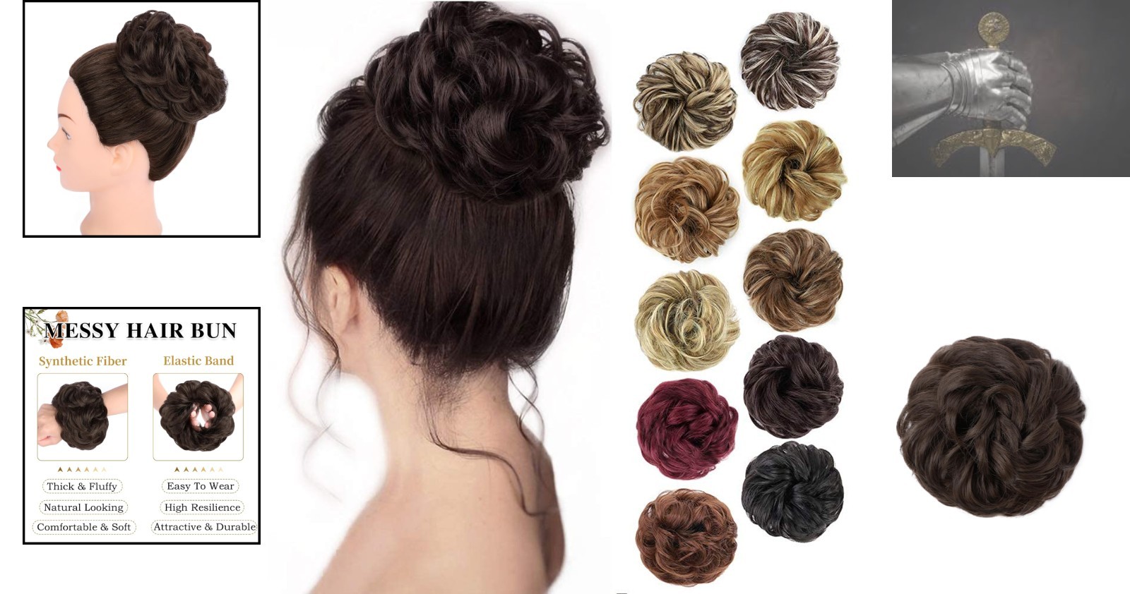 Lightweight Messy Bun Hair Extensions – Curly Chignon for Special Occasions