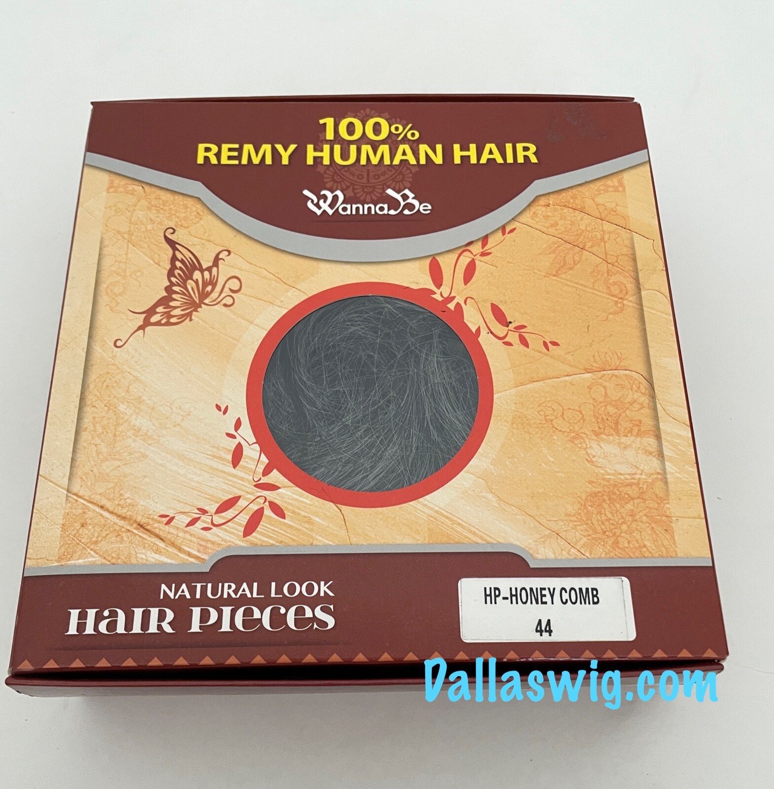 WannaBe 100% Human Natural Hair Piece Curly Straight with Combs Gray Color