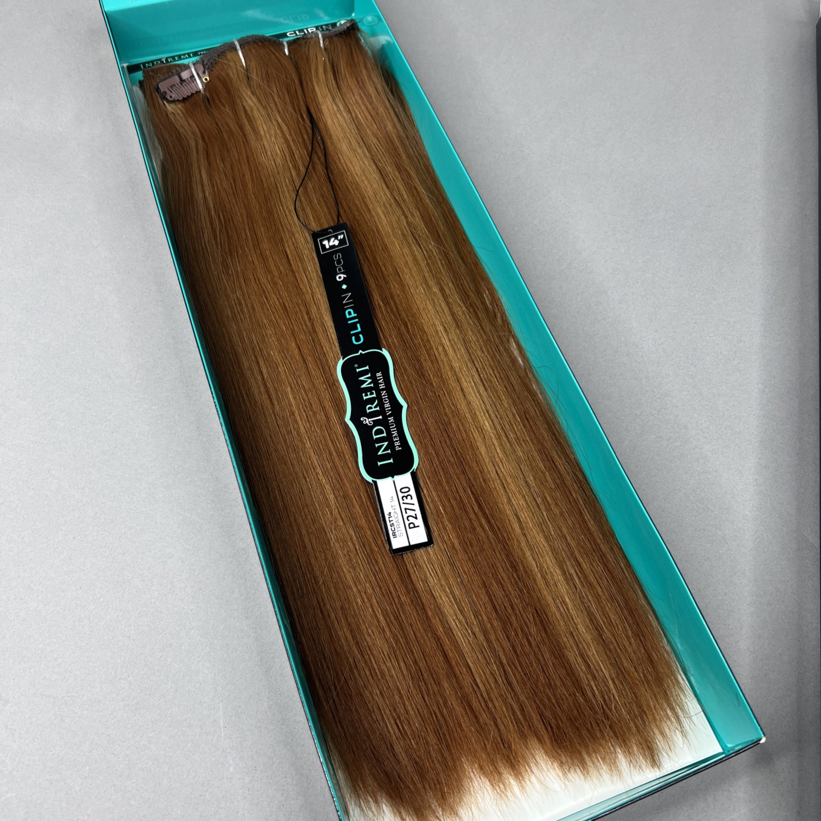 Indi Remi 9 Pc 14” Clip-in #27/30 Honey Blonde & Brown Straight Virgin Remi Hair