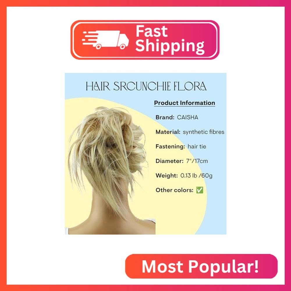CAISHA XXL Hairpiece Scrunchie Updo Voluminous Slightly Wavy Messy Bun Blonde Mi