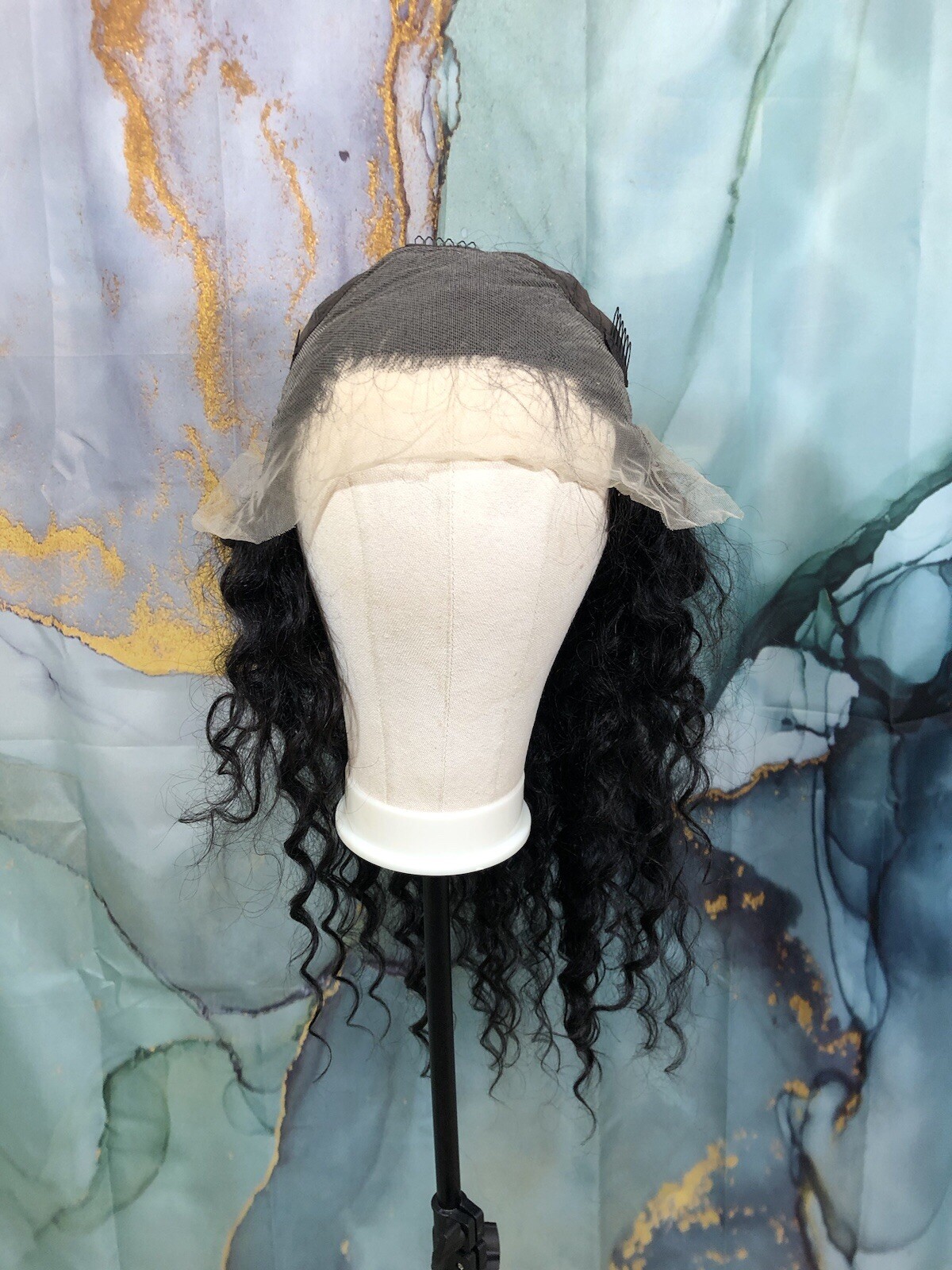 Human Hair Wig 28 Inch Natural Black Deep Curly 13×4 Preplucked Lace Front New