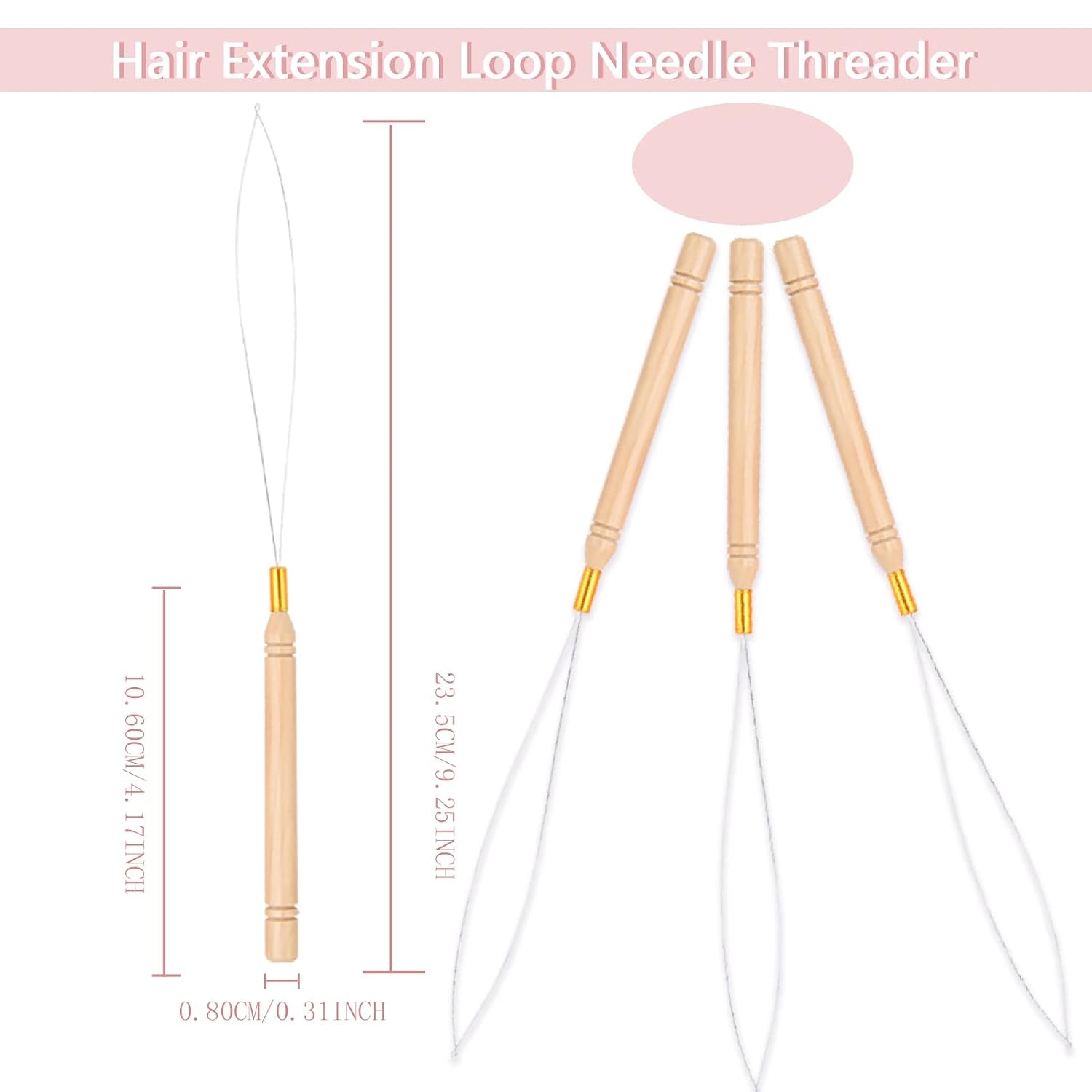 3PCS Hair Extension Loop Needle Threader Pulling Hook Tools Micro Loop Nano