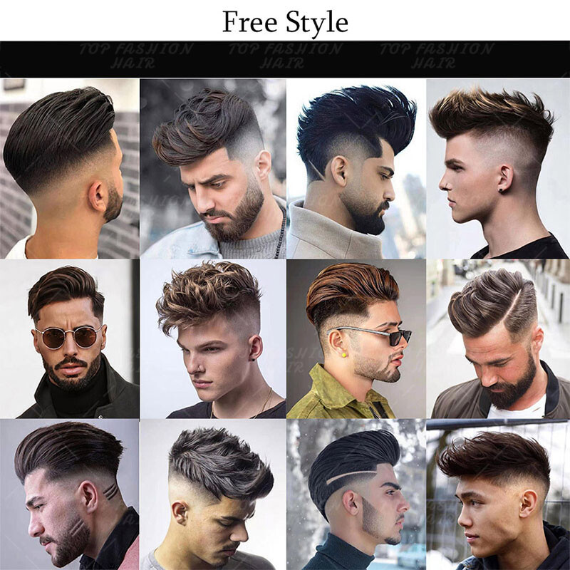 Mens Human Hair Injected Replacement System Toupee Remy Hair Piece PU LACE MONO