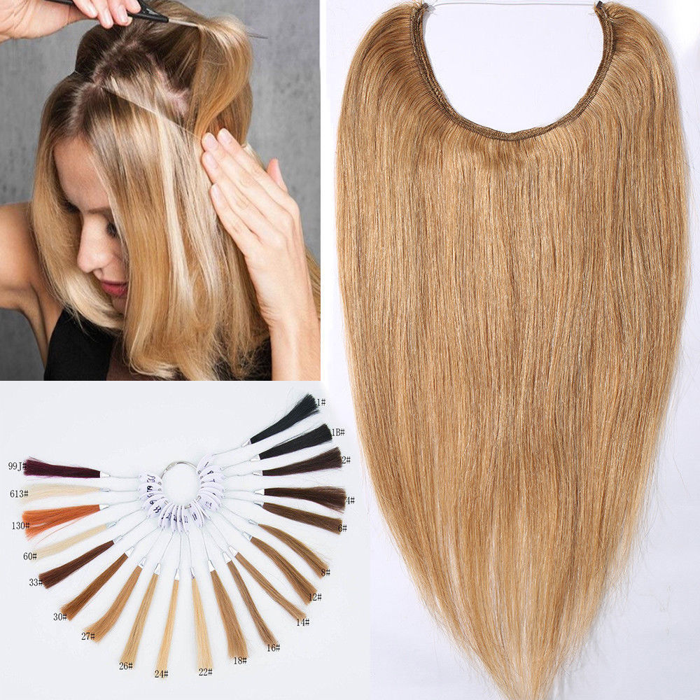 16-30inch Halos Invisible Wire One Piece 100% Human Hair Extensions 100g
