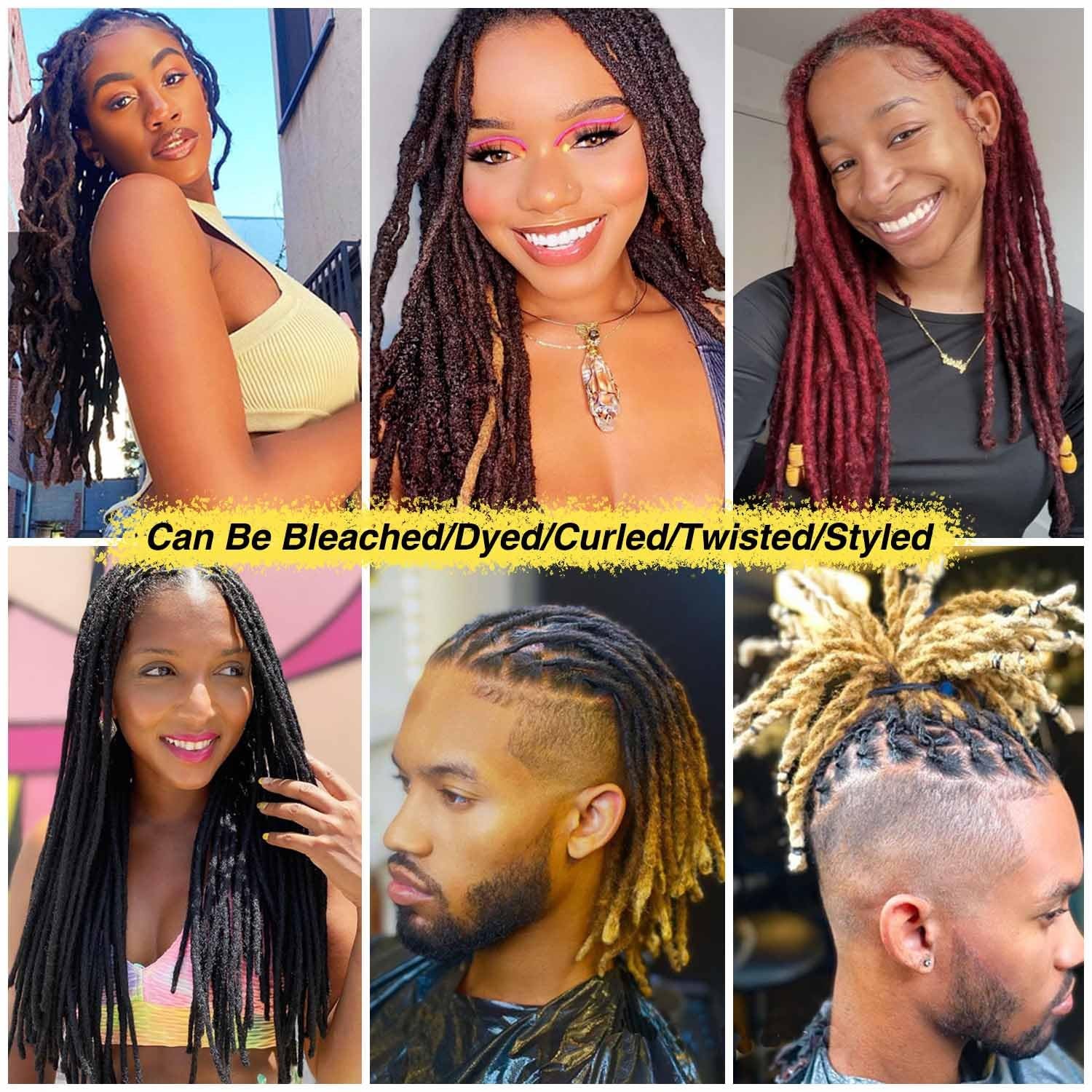 Cikreet Wine Red Loc Extensions Human Hair Dreads Extensions For Men Women Dark