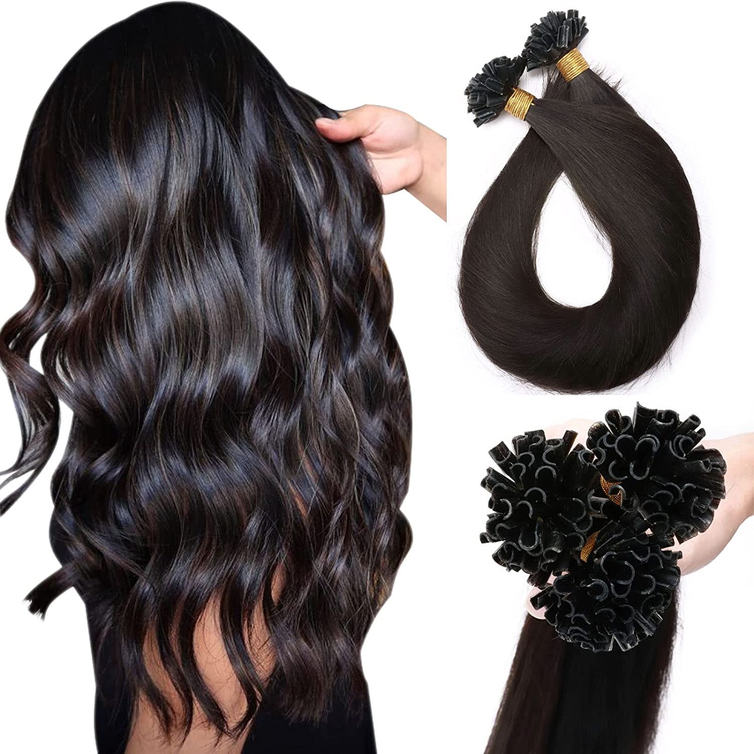 Pre Bonded Fusion U Tip Human Hair Extensions Keratin Nail Tip Remy Hair 100S