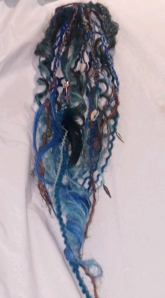 Handmade locs Extensions accent Black BLUE Braids curly gothic rave hair accesso