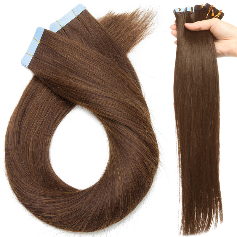 Highlight Thick Glue Tape In Real Human Hair Extensions Skin Weft Seamless Weft