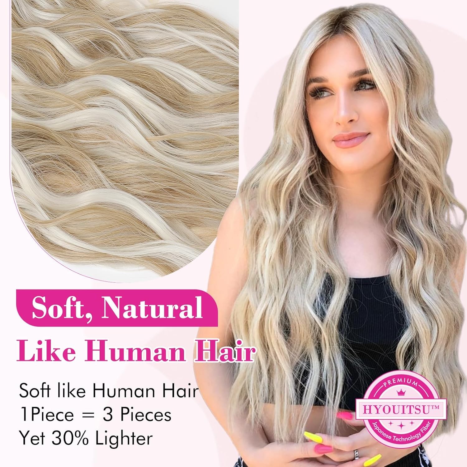 Blonde Hair Extensions, 20” One Piece Clip in Hair Extensions