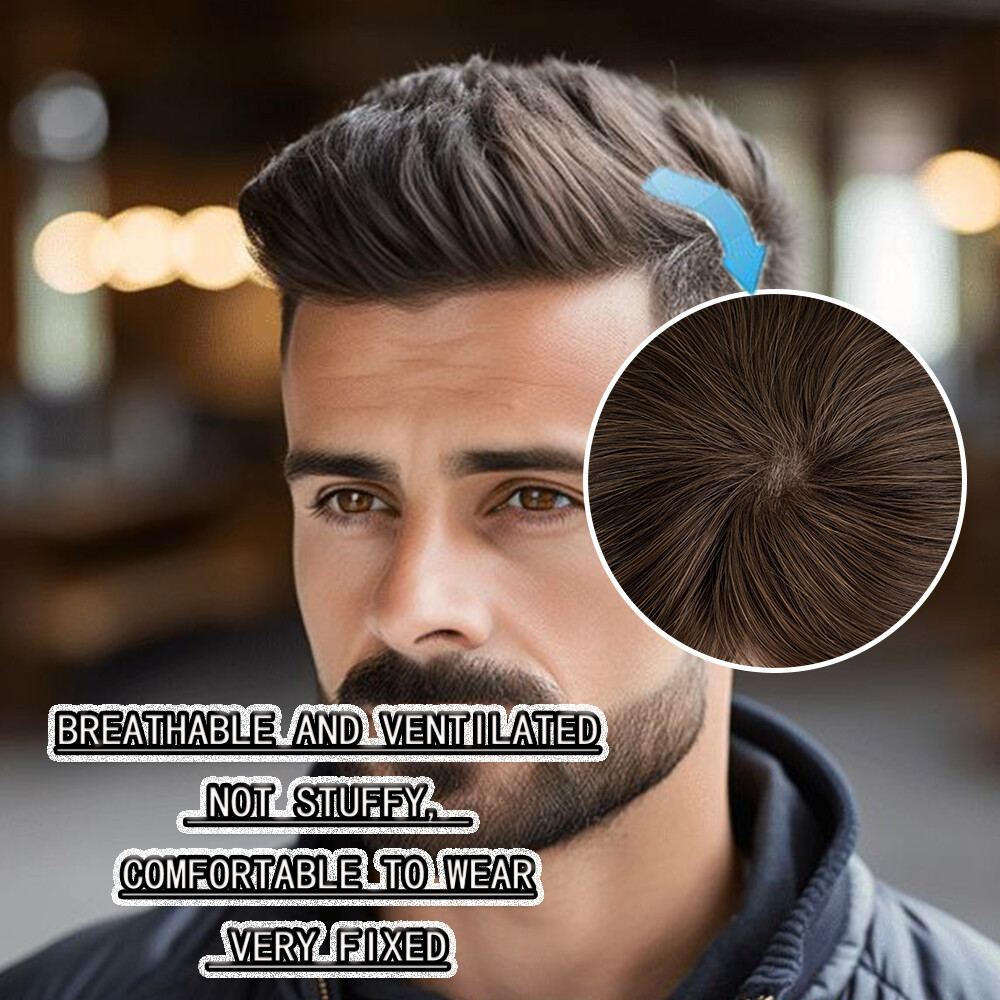 Toupee Human Hair Mini Replacement System Ultra Thin Skin PU For Bald Spot 8*8cm