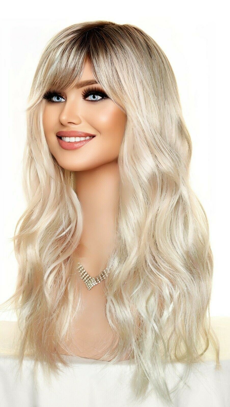 Wren Rene of Paris Wig Wavy Long Rooted Blond PASTEL RAINBOW R