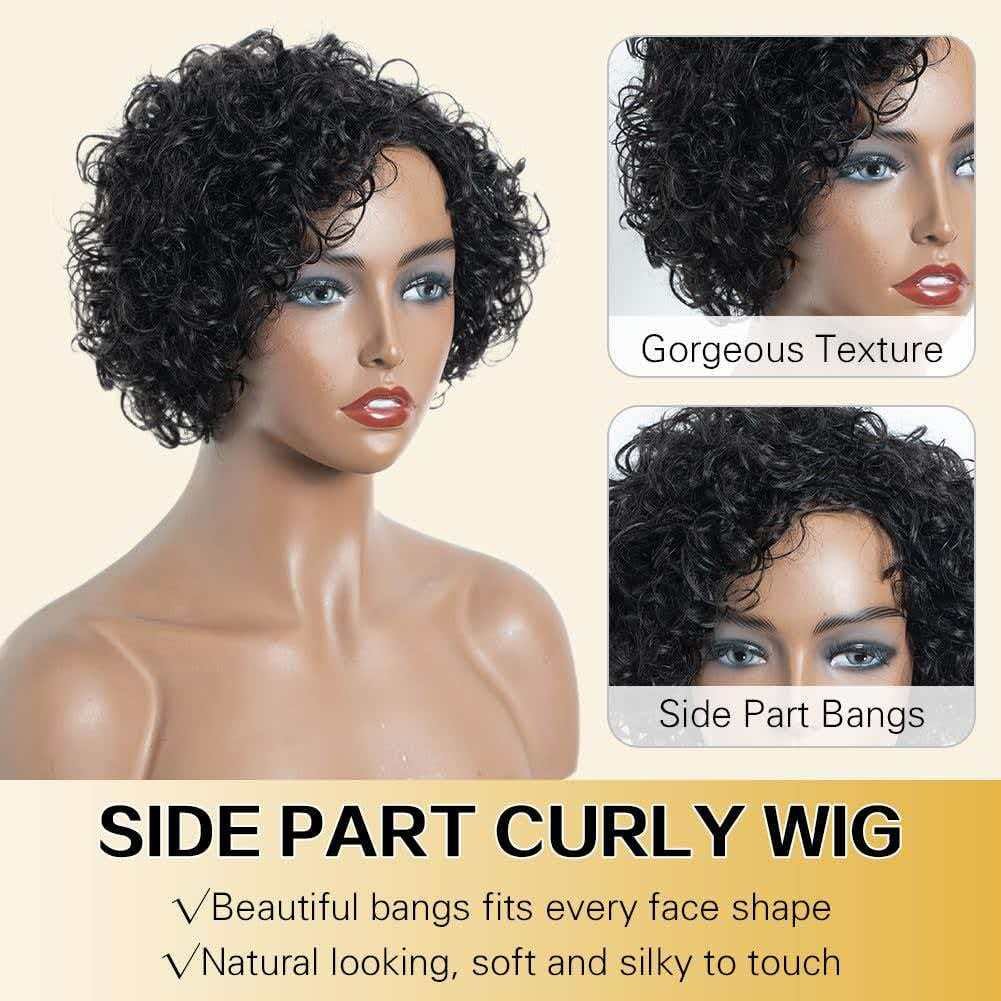 10in Kinky Curly Wig for Women Black Full Heat Resistant Synthetic Cosplay Party