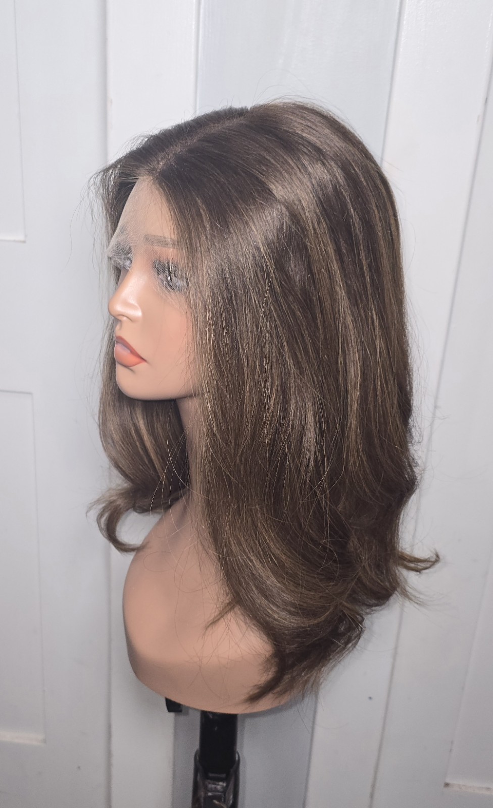 SARZ New York Sheitel Wig Lace Top Human Hair 18in 2/8 Brown Medium