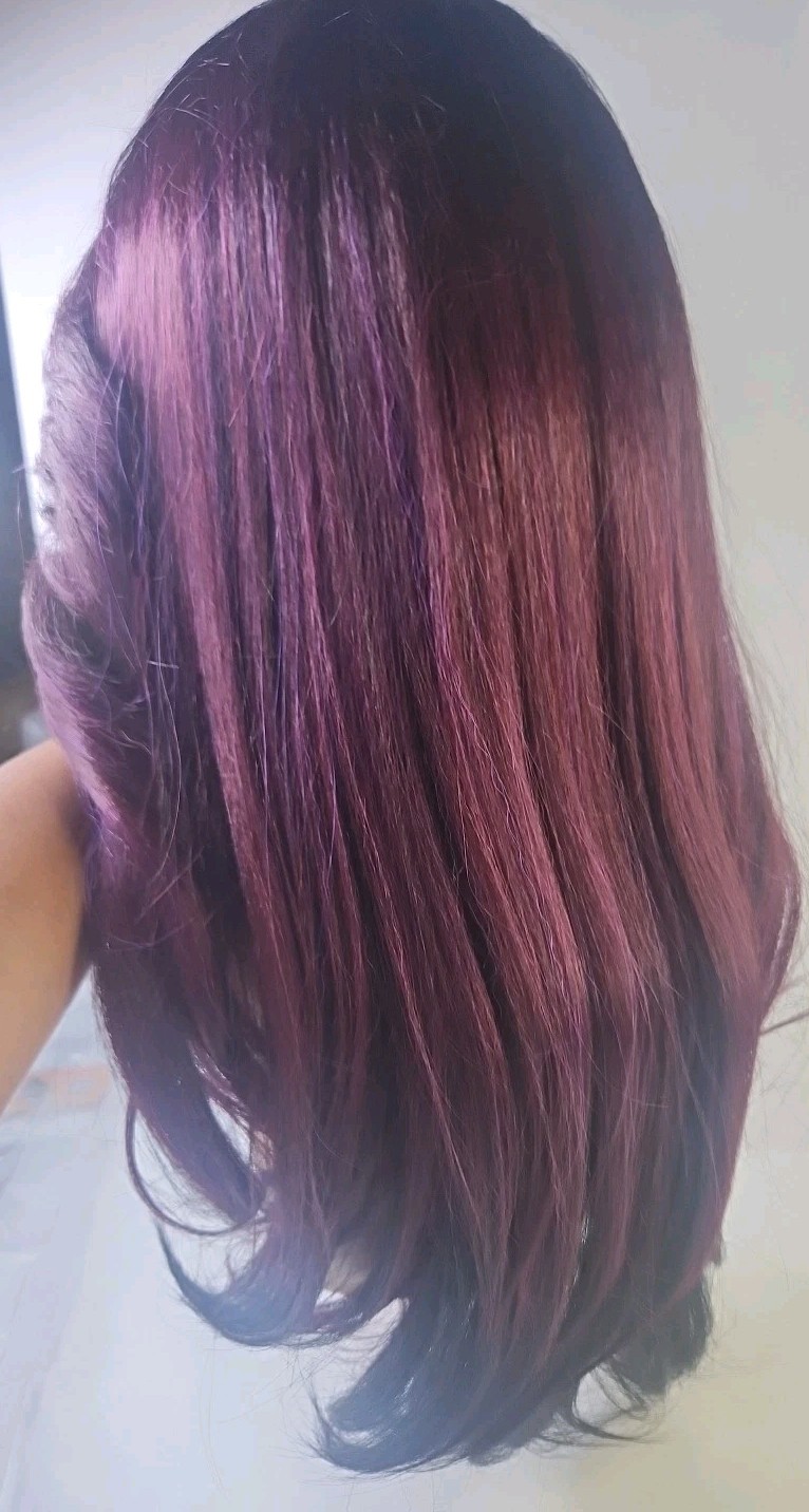 It’s A Wig Swiss Lace Front Wig TT P Burgondy/ Purple Black Color Higheat400°F.