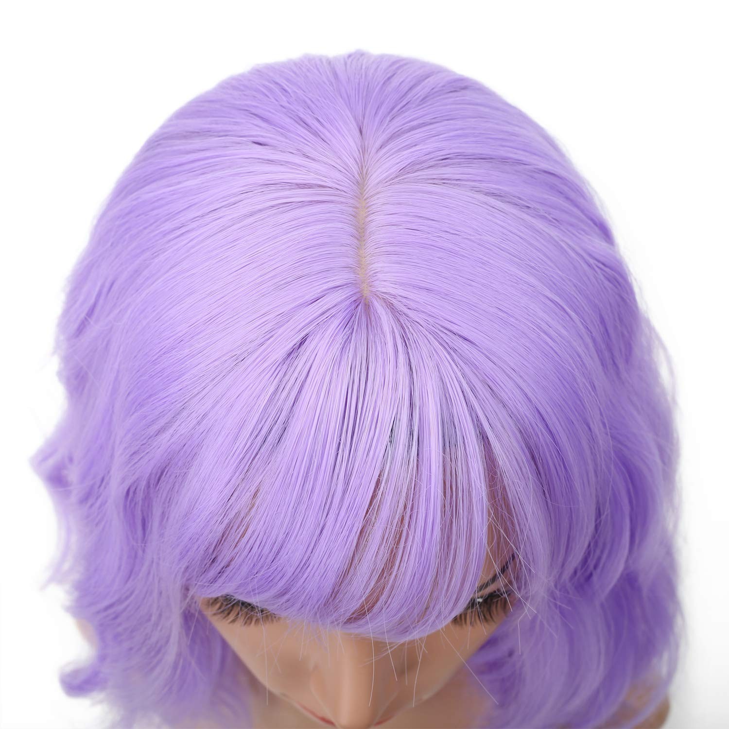 12″ Purple Curly Wavy Wig for Women Halloween Cosplay 88E081789