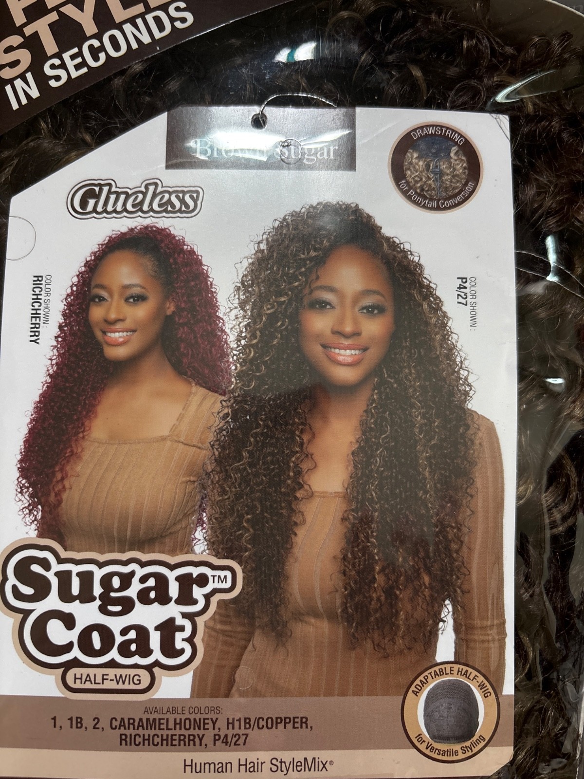 mane concept half wig, brown sugar P4/27