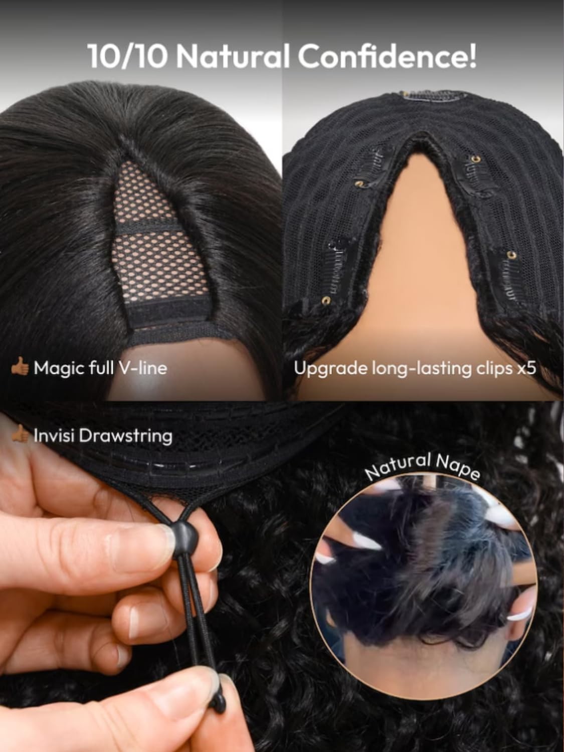 Yaki Straight V Part Wig Human Hair Ombre Reddish Brown 22″ No Leave Out Clip In