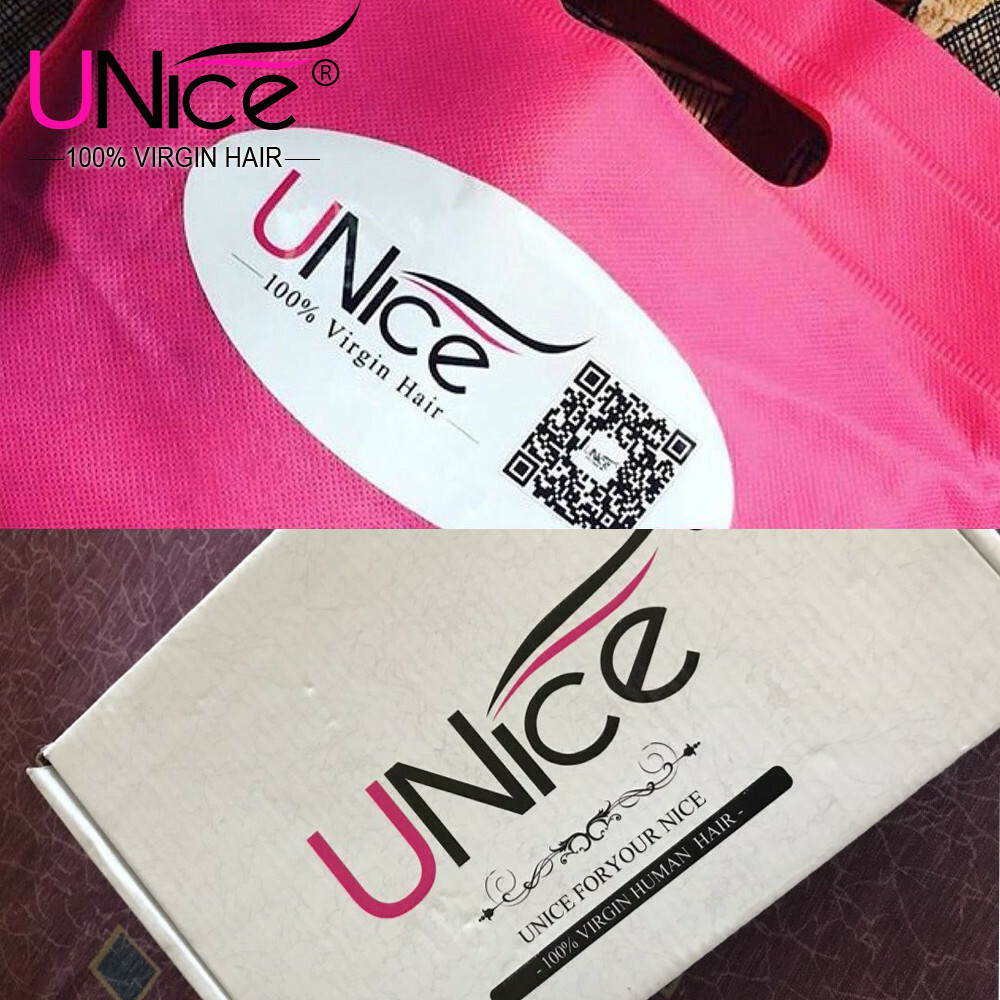 UNice Brazilian Straight Human Hair Extensions 4 Bundles Weave With Lace Closure