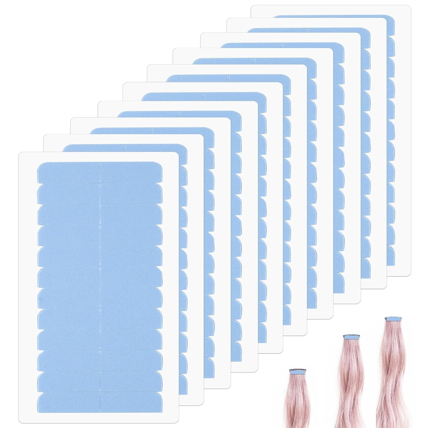 Adhesive Hair Extension Tape – 120pcs Waterproof and Easy to Remove Blue Strips