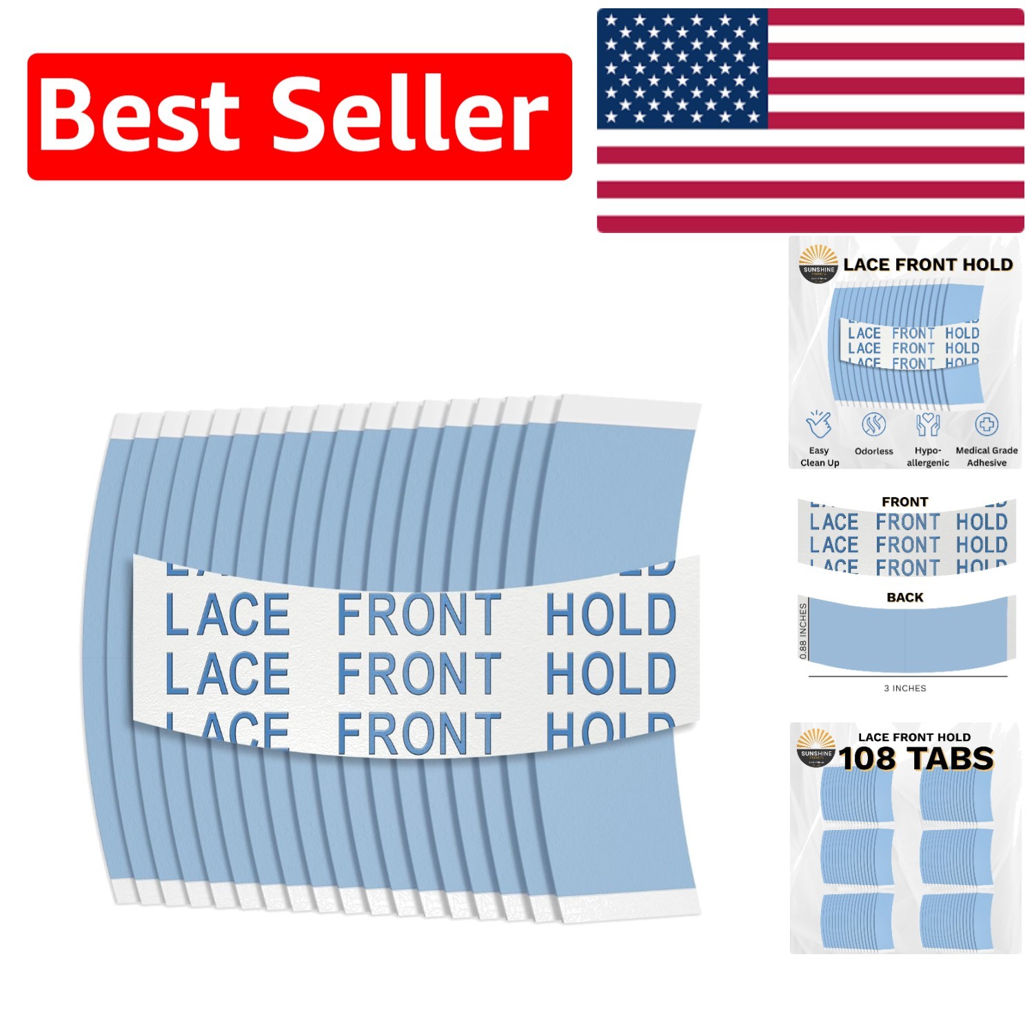 Long-Lasting Waterproof Wig & Toupee Tape – 108 Pieces for All Hair Systems