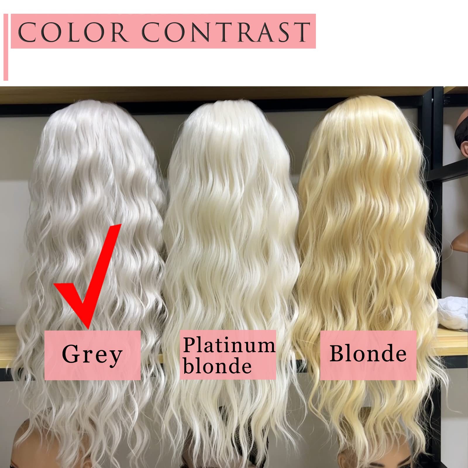 Grey Long Wavy HD Lace Front Wig Glueless Platinum Blonde Body Wave Wig 200 D…