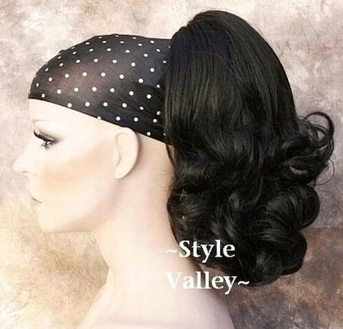 Black Ponytail Extension Hairpiece Flip Curly Claw/Jaw Clip in Hair Piece #1