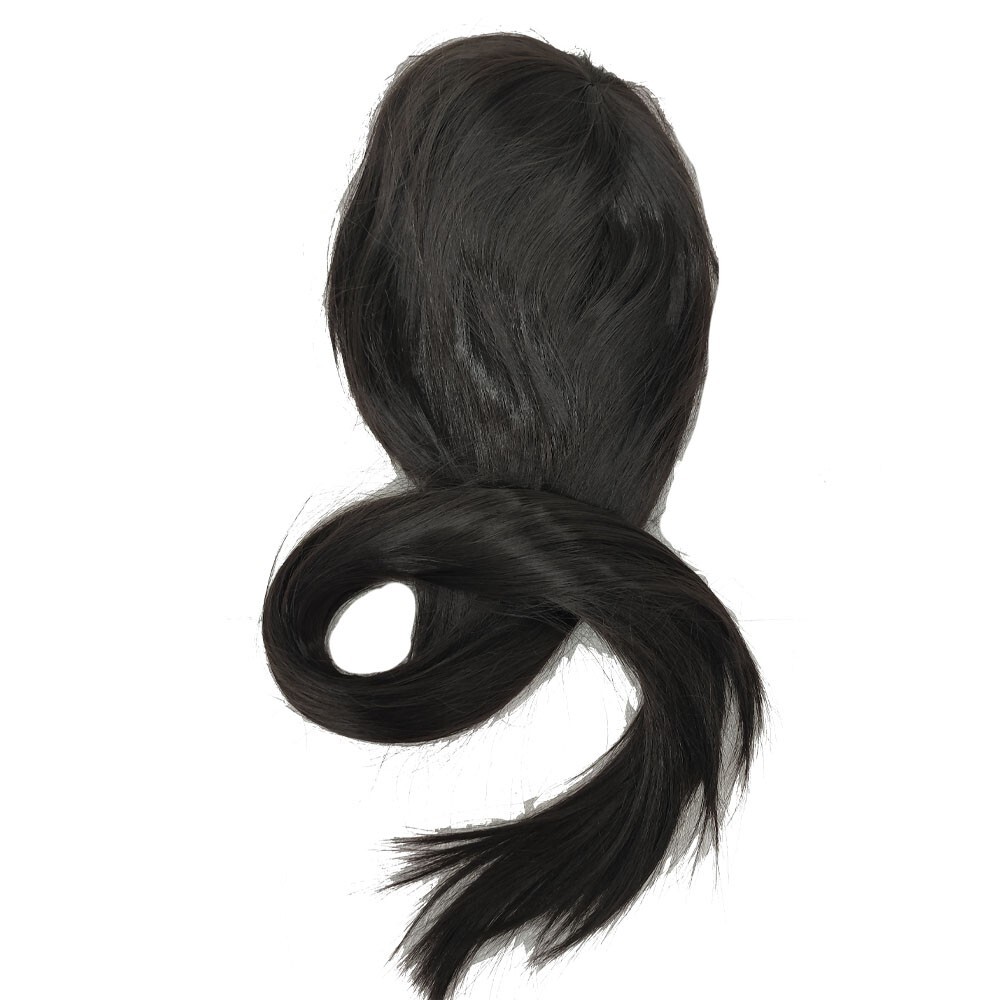 Black Straight Sleek Long Full Hair Wig Side Bangs Cosplay 31 inch Long
