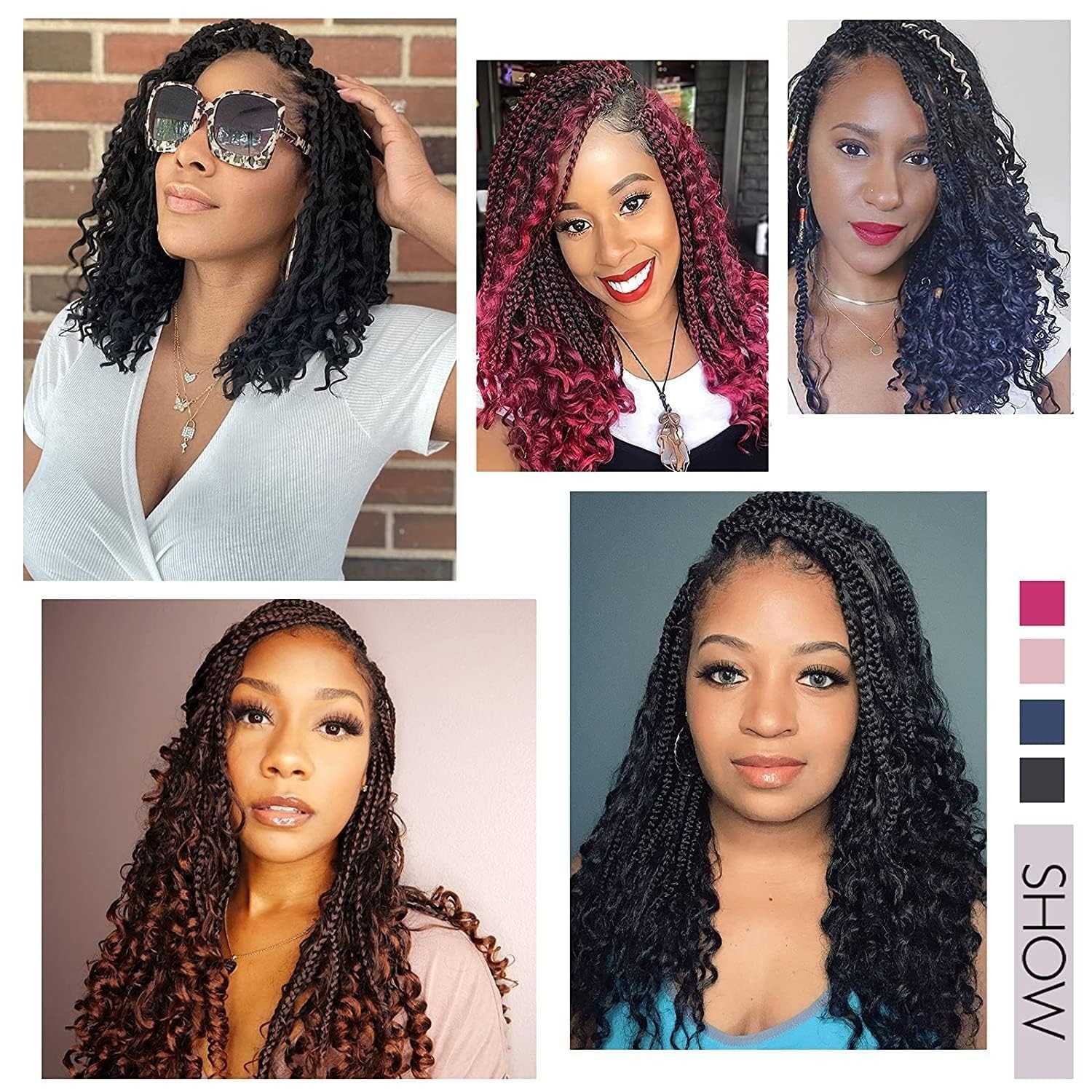 8 Inch Handmade Goddess Box Braids Crochet Hair with Curly Ends – 1 Pack