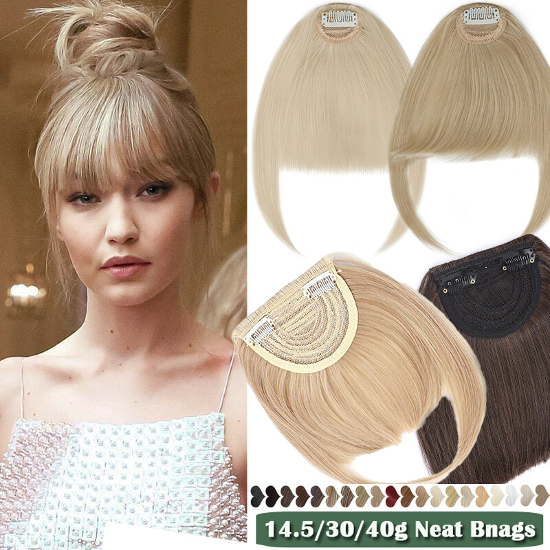 100% Real As Human Hair Topper Neat Bangs Extensions Natural Clip in Fringe Fake